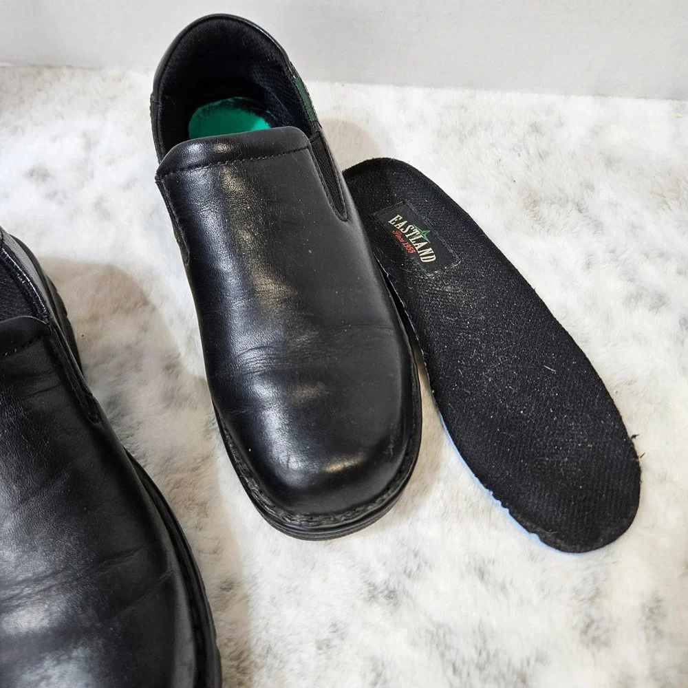 Eastland Black Newport Leather Slip On Loafers 7.5W WIDE Work Comfort Shoes Y2K